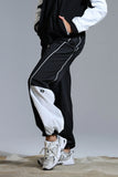 Tiger Friday, Blocking Wide Leg Joggers in Black White, AXS Women's 0/2 - Final Sale