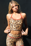 Tiger Friday, Mira Crop Top in Wild Cherry Cheetah Red, CXL Child 10/12