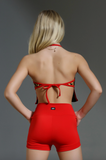Tiger Friday, Mira Crop Top in Wild Cherry Cheetah Red, CXL Child 10/12