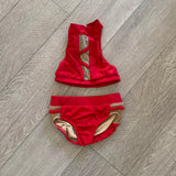 AA Dance Costumes, Open Back Mesh Detail Sunrise Set in Red, CS