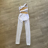 AA Dance, Mesh Legs Back Detail Shell Unitard in White, AXS