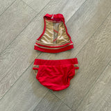 AA Dance, Open Back Mesh Detail Sunrise Set in Red, CS