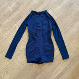 Balera Dancewear, Mesh Long Sleeves Biketard in Navy Blue, AS