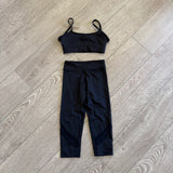 Bloch Dance Active Set, Mesh Detail Crop Top and Capri Pants Set in Black