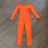 Bright neon Orange Long Sleeve Unitard Jumpsuit Bodysuit Lorax