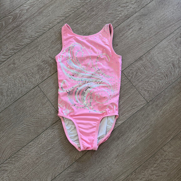 Chalk Warrior Ozone, Unique Back Soft Pink White Gymanstics Leotard, YL