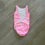 Chalk Warrior, Unique Back Soft Pink White Swirls Spangles Leotard, YL