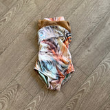 Chelsea B, Open Back Mesh Detail Marble Dance Ballet Leotard, CS