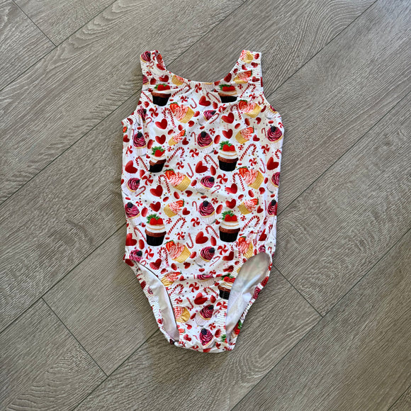 Cupcakes Candy Cane Hearts Christmas Gymnastics Leotard, CL 