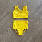 Emerald City Dancewear, Lace Detail Set in Bright Yellow, Child 7/8