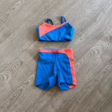 Five Dancewear, Crop Top and Shorts Dance Active Set in Blue Coral, Girls Kids