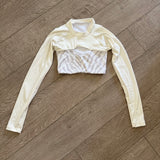 Five Dancewear, Forward Long Sleeves crop top in White Leopard