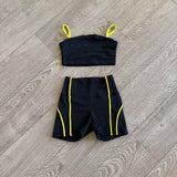 Five Dancewear, Icon Bra and Shorts Set in Black Yellow, Girls Activewear