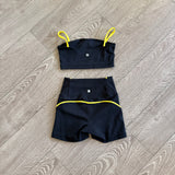 Five Dancewear, Icon Bra and Shorts Set in Black Yellow