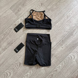Five Dancewear, Mesh Detail Crop Top and Shorts Set in Black, YXL