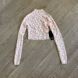 Five Dancewear, Mock Mesh Crop in Spring Carolina Pink Floral, YXL