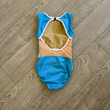 Five Dancewear, Open Back Mesh Detail Leotard in Sky Blue, YXL 