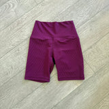 Five Dancewear, Ribbed Shorts in Plum Purple, AS back
