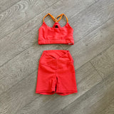 Five Dancewear, Unique Back Crop top and Shorts Set in Orange