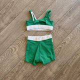 Five Dancewear, Xenas Bra and Aura Biker Shorts in Green White, YL