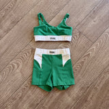 Five The Label, Xenas Bra and Aura Biker Shorts in Green White