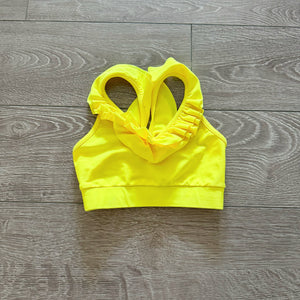 Purple Pixies, Olivia Ruffle Top in Neon Yellow, CS Child 6/7