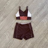 Honeycut Dancewear, Neo Top and Fierce Shorts Set in Brown, CL 