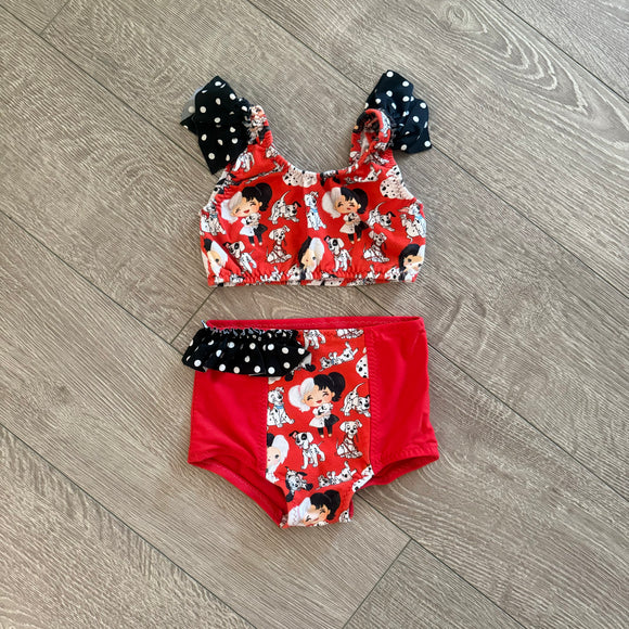 IzzyWear, Cruella de Vil Red Black Ruffles Set, Child 5 - Final Sale