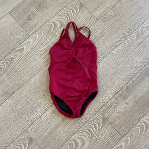 Five Dancewear, Mesh Back Manhattan Leotard in Wine Red, YM 5/6 - Final Sale