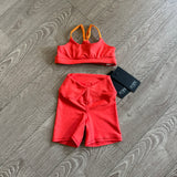 Five Dancewear, Diamond Back Bra and Perfect Shorts in Guava Orange, YL Child 7/8