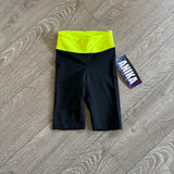 Anika, Color Block Bike Shorts in Black and Neon Yellow, Child 8/10