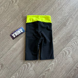 Anika, Color Block Bike Shorts in Black and Neon Yellow, Child 6/7