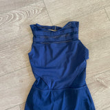 Weissman, Open Back Mesh Unitard in Navy Blue, CM 8/10