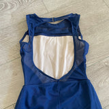 Weissman, Open Back Mesh Unitard in Navy Blue, CM 8/10