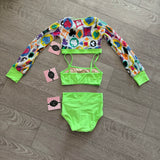 Kandi Kouture, Queen of Hearts 3 Piece Set in Neon Green, CM Child 5/6