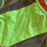 Open Back Mesh Detail Custom Leotard in Neon Orange Yellow, Child 6/8 - Final Sale