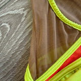 Open Back Mesh Detail Custom Leotard in Neon Orange Yellow, Child 6/8 - Final Sale