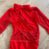 LA Dance Designs, Unique Back Long Sleeve Leotard in Red, CM Child 5/6