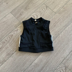 Jo+Jax, Open Back Mesh Details Black Crop Top, YM Child 8/10