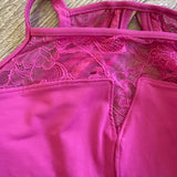 Mariia Crown, Lace Detail Leotard in Fuchsia Pink, Child 12/14- Final Sale