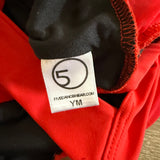Five Dancewear, Long Sleeves With Mesh Leotard in Red, YM Child 5/6 - Final Sale