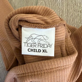 Tiger Friday, Honest Long Sleeved Crop Top in Ribbed Latte Brown, CXL Child 10/12