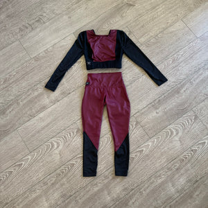 Kandi Kouture, Black and Wine Red Pant Set, CM 5/6 - Final Sale