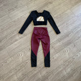 Kandi Kouture, Black and Wine Red Pant Set, CM 5/6 - Final Sale