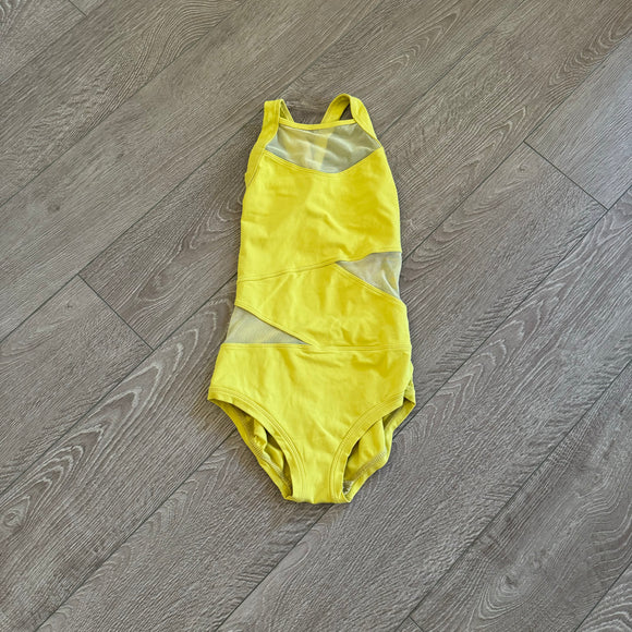 Five Dancewear, Mesh Detail Open Back Leotard in Yellow, PA 12/14 - Final Sale