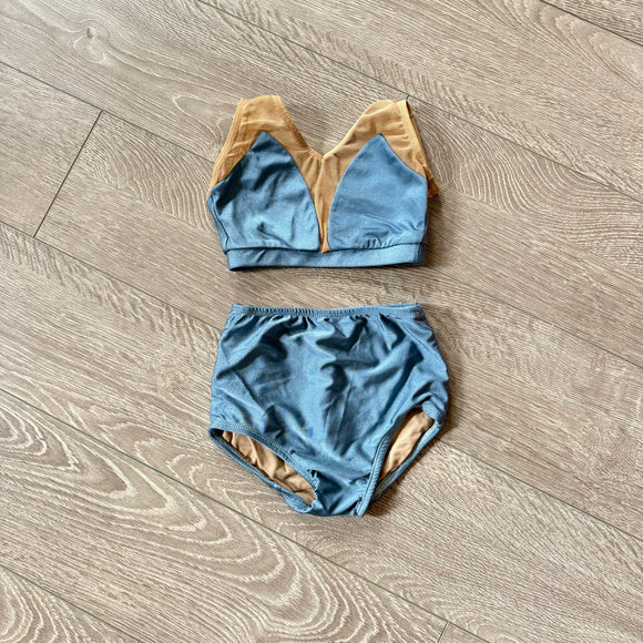 Patrick J, Mesh Detail Top and Brief Set in Slate Blue, Child 5/6 - Final Sale