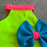 Summer Sky, Open Back Neon Yellow Orange Blue Bow Set, CS Child 4/6 - Final Sale