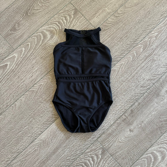 Dancewear, Black Leotard with Mesh Detail, YM Child 5/6