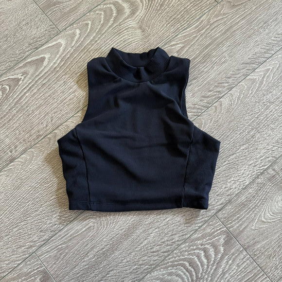 Werk Dancewear, Ribbed Crop Top in Black, YXL Child 10/12