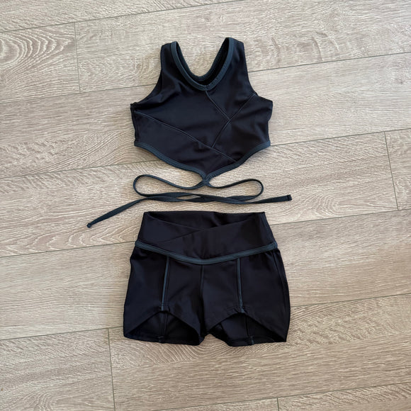 Tiger Friday, Luna Crop Top and Shorties in Dark Grey, CXL 10/12 - Final Sale